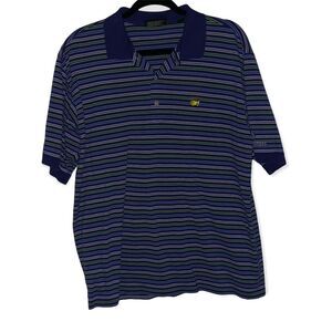 Masters Collection Golf Tournament Blue & Green Striped Polo
